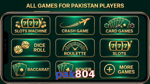 Main screen of Pak804 games page for PK players